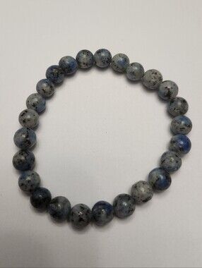 K2 Jasper Blue Speckled Stone Beaded Bracelet 8mm 6 3/4